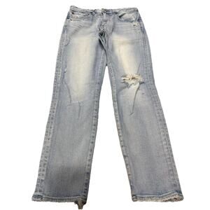 Moussy Vintage Distressed Straight Raw Hem Jeans Size 25 Made in Japan